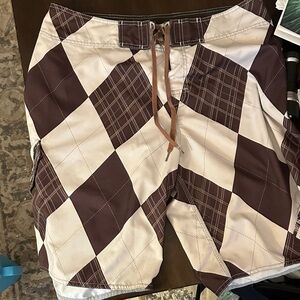 Billabong Tan and White Argyle Hybrid Shorts